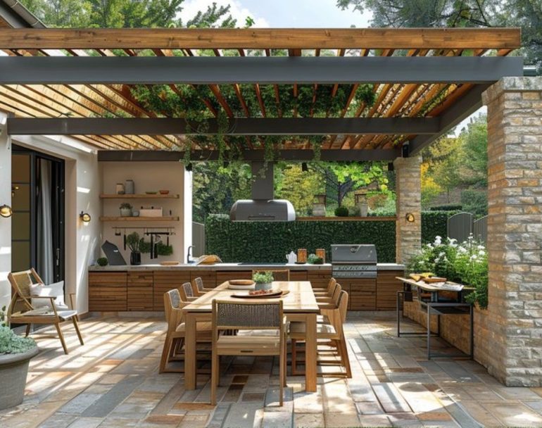 Как обустроить летнюю кухню под навесом: преимущества и варианты решения
